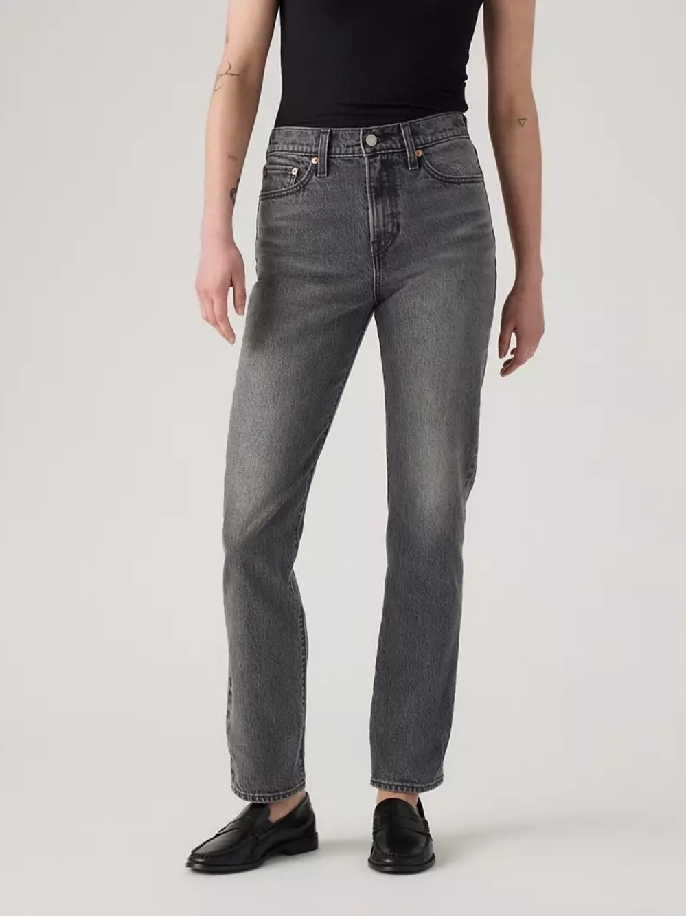 NWT Levi's Wedgie Slim High Rise Stretch Jeans Grey 31x32 Full Length